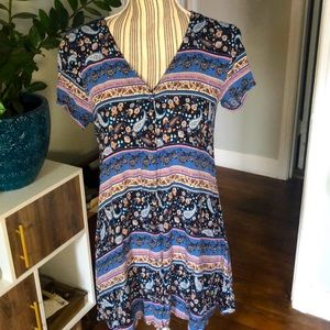 Button down floral patterned dress